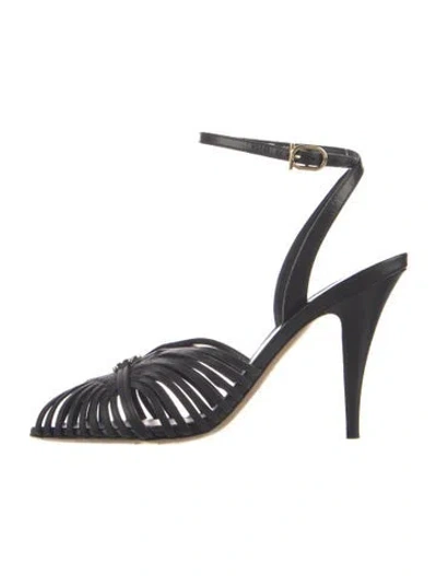 Pre-owned Ferragamo Leather Slingback Pumps In Black
