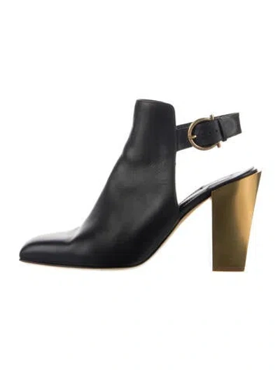 Pre-owned Ferragamo Leather Slingback Pumps In Black
