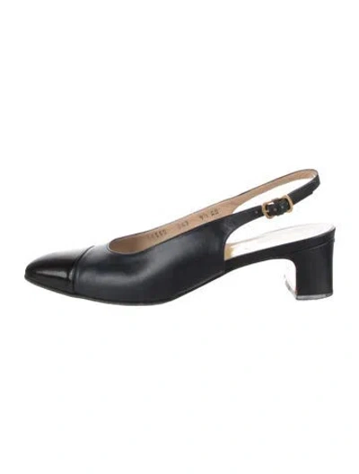 Pre-owned Ferragamo Leather Slingback Pumps In Blue
