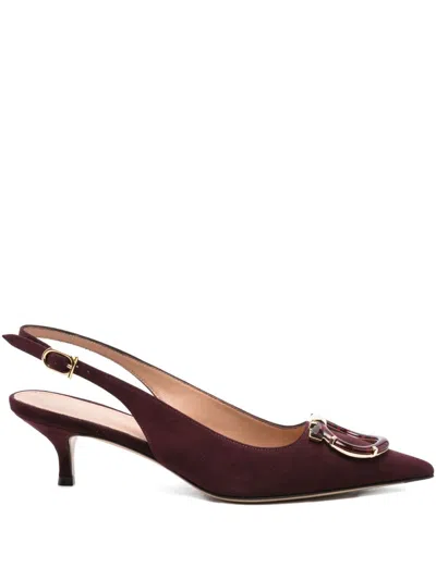 Ferragamo Leather Slingback Pumps In Red