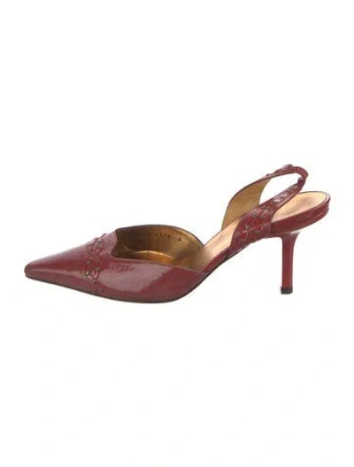 Pre-owned Ferragamo Leather Slingback Pumps In Red