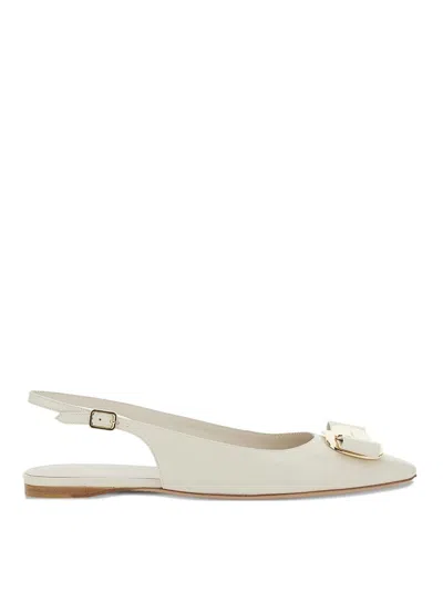 Ferragamo Leather Slingback Pumps In Neutral