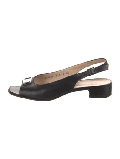 Pre-owned Ferragamo Leather Slingback Sandals In Black