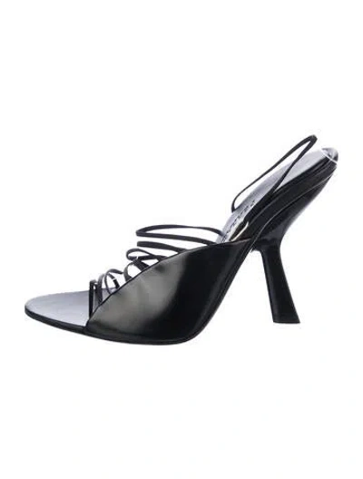 Pre-owned Ferragamo Leather Slingback Sandals In Black