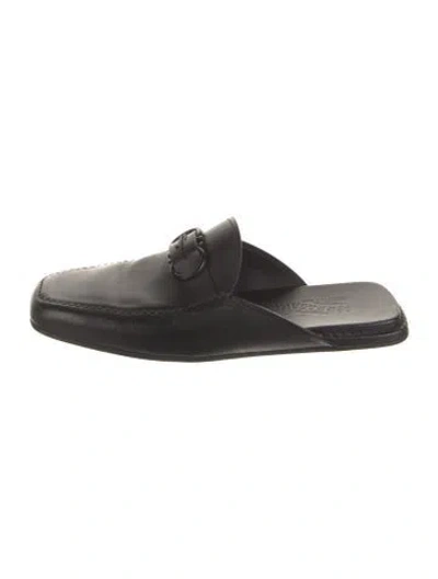 Pre-owned Ferragamo Leather Slippers In Black
