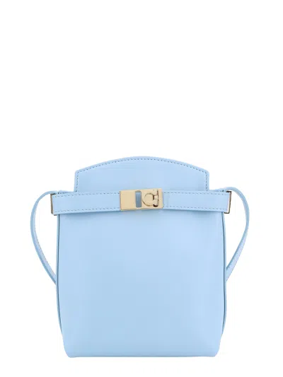 Ferragamo Leather Smartphone Case Shoulder Bag In Blue