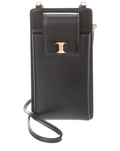 Ferragamo Leather Smartphone Pouch In Black