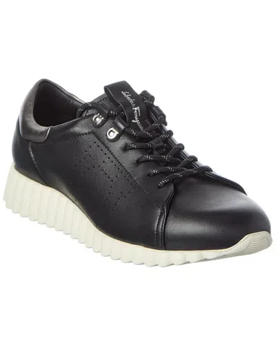Ferragamo Leather Sneaker In Black