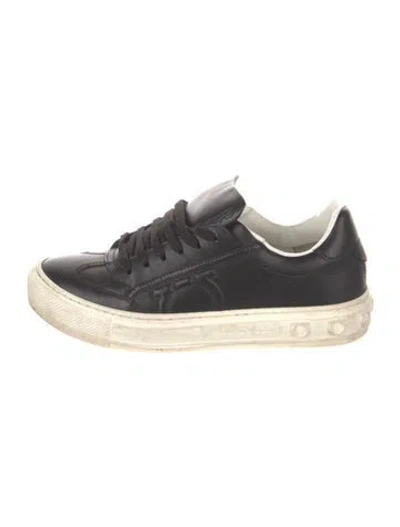 Pre-owned Ferragamo Leather Sneakers In Black