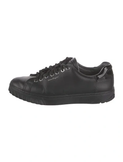Pre-owned Ferragamo Leather Sneakers In Black