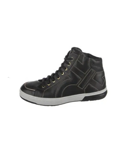 Pre-owned Ferragamo Leather Sneakers In Black