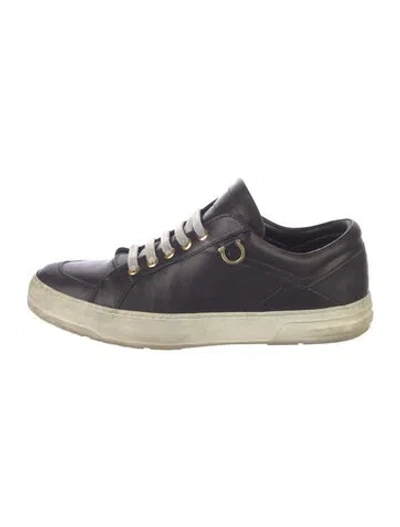 Pre-owned Ferragamo Leather Sneakers In Blue