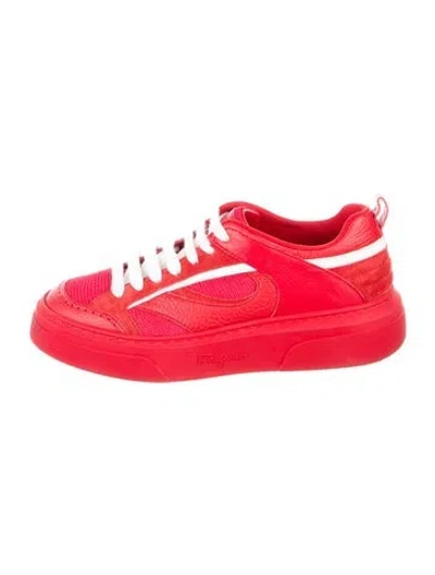 Pre-owned Ferragamo Leather Sneakers In Red