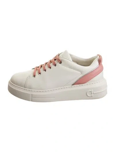 Pre-owned Ferragamo Leather Sneakers In White