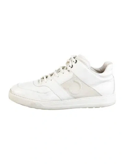 Pre-owned Ferragamo Leather Sneakers In White