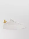 Ferragamo Leather Sneakers With Contrasting Heel Tab In Neutrals