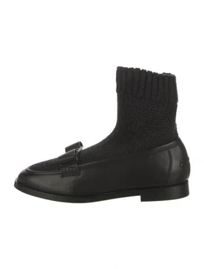 Pre-owned Ferragamo Leather Sock Boots In Black