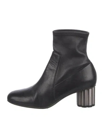 Pre-owned Ferragamo Leather Sock Boots In Black