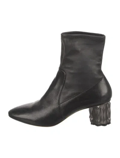 Pre-owned Ferragamo Leather Sock Boots In Black
