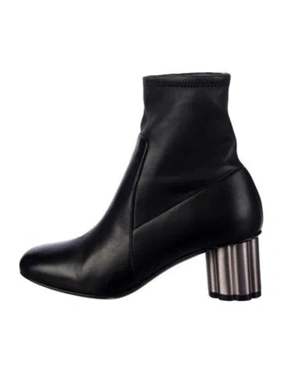 Pre-owned Ferragamo Leather Sock Boots In Black