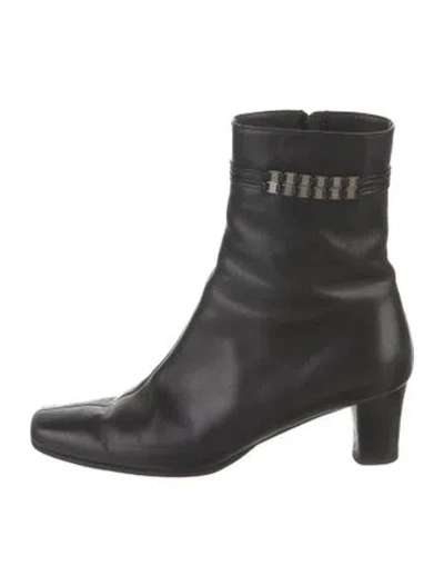 Pre-owned Ferragamo Leather Sock Boots In Black