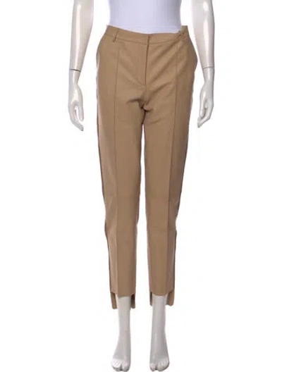 Pre-owned Ferragamo Leather Straight Leg Pants W/ Tags In Neutral