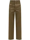 Ferragamo Leather Straight-leg Trousers In Green
