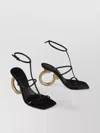 Ferragamo Leather Strappy Sandals With Sculptural Square Toe