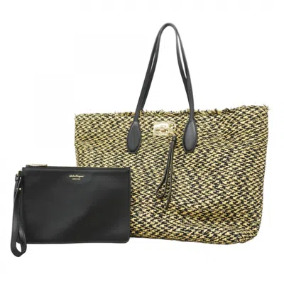 Pre-owned Ferragamo Leather Straw Tote Bag () In Multi
