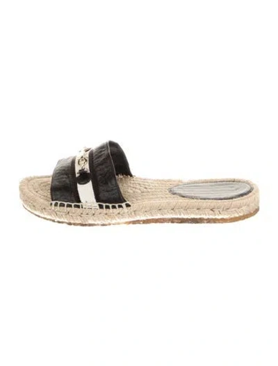 Pre-owned Ferragamo Leather Striped Espadrilles In Black