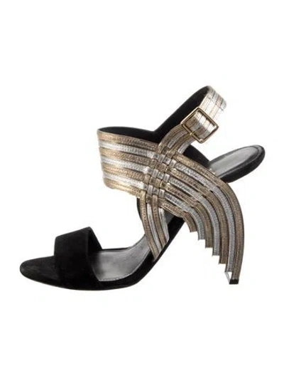 Pre-owned Ferragamo Leather Striped Slingback Sandals In Multi