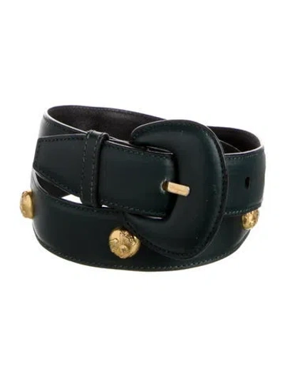 Pre-owned Ferragamo Leather Studded Accents Belt In Green