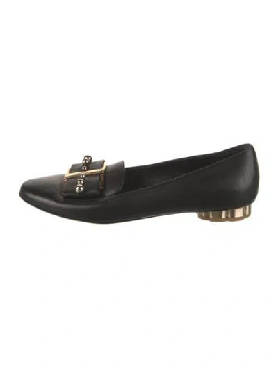 Pre-owned Ferragamo Leather Studded Accents Loafers In Black