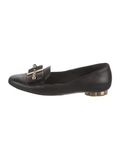 Pre-owned Ferragamo Leather Studded Accents Loafers In Black