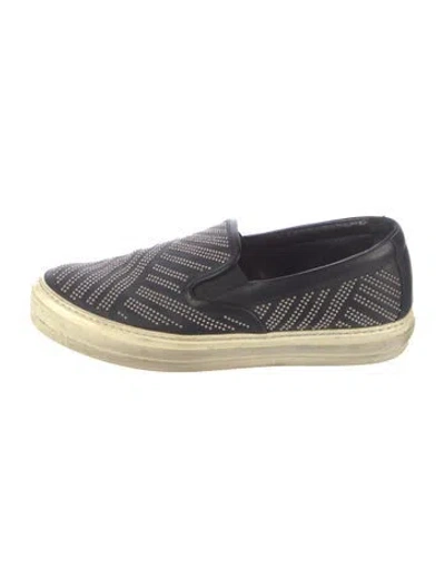 Pre-owned Ferragamo Leather Studded Accents Sneakers In Blue