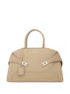 Ferragamo Large Hug Tote With Spike Embellished In Neutral