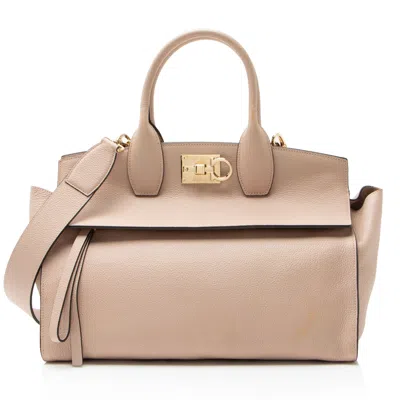 Ferragamo Leather Studio Large Satchel In Pink