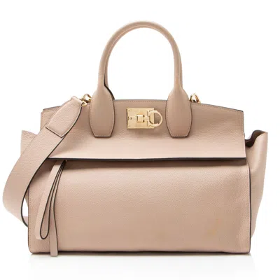Ferragamo Leather Studio Large Satchel In Pink