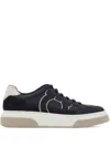 Ferragamo Leather Suede-detail Sneakers In Blue