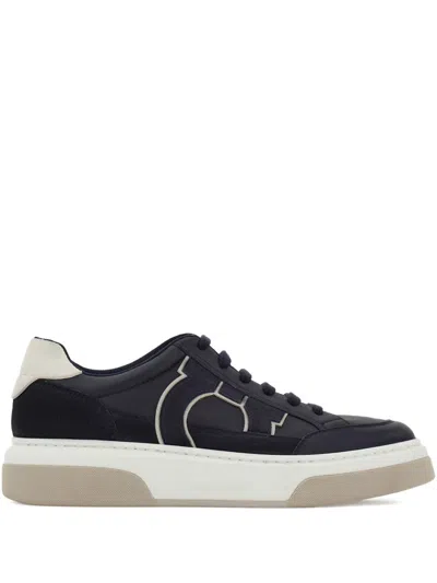 Ferragamo Leather Suede-detail Sneakers In Blue