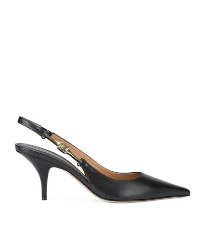 Ferragamo Leather Tally Slingback Heels 70 In Black