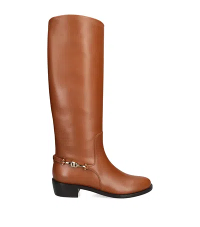 Ferragamo Leather Therma Heeled Boots 35 In Sand