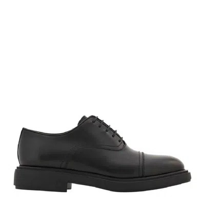 Ferragamo Lace-up Balmoral Calfskin Cap Toe Shoes In Black