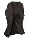 Ferragamo Leather Gilet In Brown