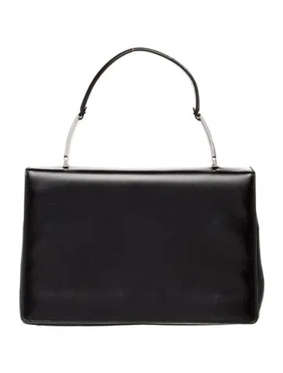 Pre-owned Ferragamo Leather Top Handle Bag In Black