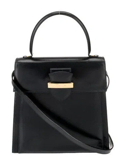 Pre-owned Ferragamo Leather Top Handle Bag In Black