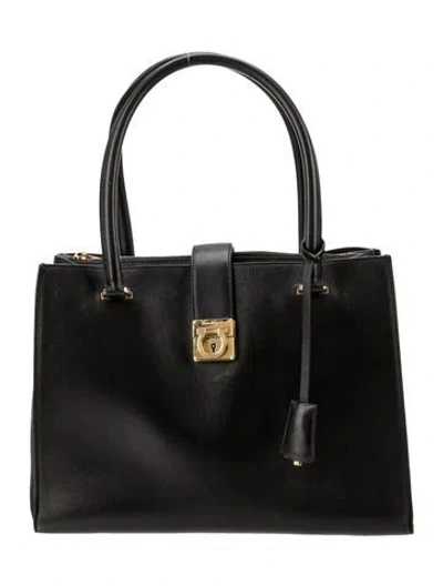 Pre-owned Ferragamo Leather Top Handle Bag In Black