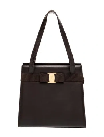 Pre-owned Ferragamo Leather Top Handle Bag In Black