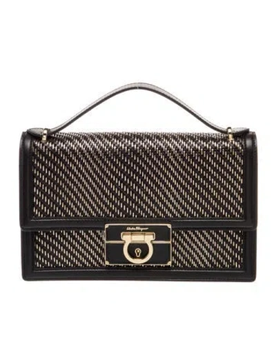 Pre-owned Ferragamo Leather Top Handle Bag In Black