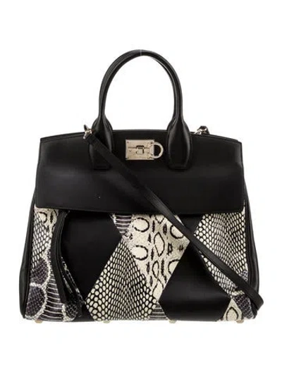 Pre-owned Ferragamo Leather Top Handle Bag In Black